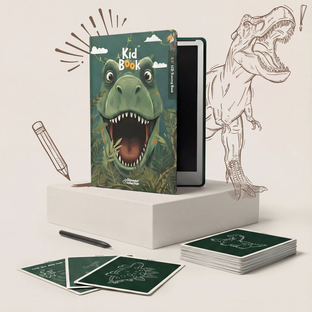 Grafiktablett mit Arbeitskarten zum Zeichnen – KidBook – Dino